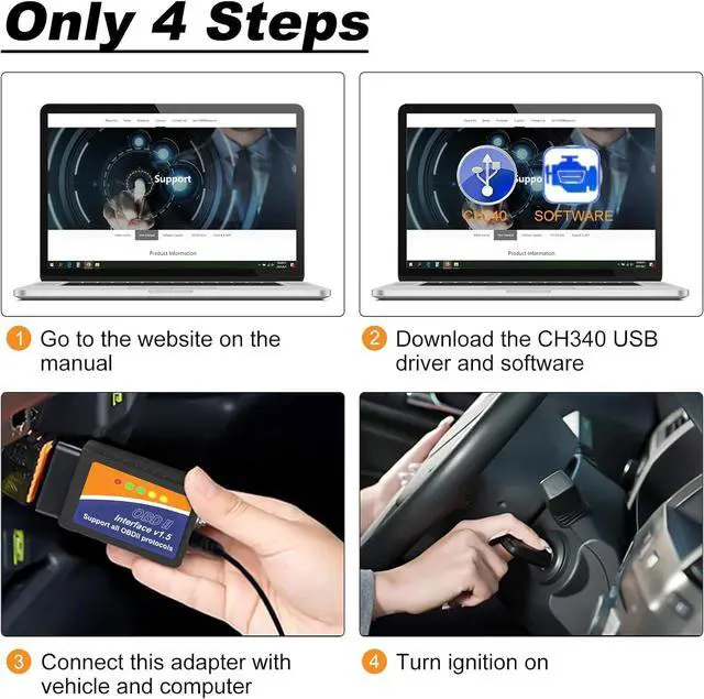 Alt view image 7 of 7 - ELM327 USB Adapter OBD2 Scanner for Windows, ELMconfig FoCCCus Diagnostic Scan Tool with MS-Can/HS-Can Switch for Ford Lincoln Mazda Mercury Series Vehicles