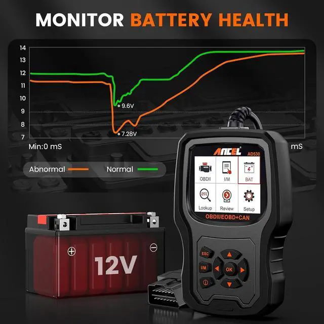Alt view image 6 of 7 - ANCEL AD530 OBD2 Scanner Diagnostic Tool, Universal Check Engine Code Reader with Live Data, Car Diagnostic Tool with Upgraded Battery Tester & All OBD2 Functions for 1996+ Vehicles, Upgraded AD310