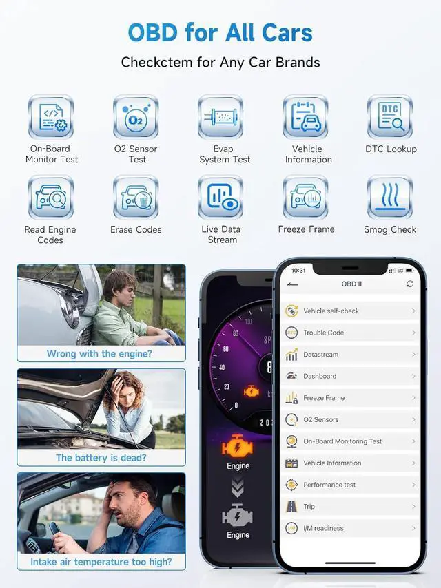 Alt view image 5 of 7 - ANCEL BD300 OBD2 Scanner Bluetooth Fits for BMW Full System Code Reader Fits for BMW Diagnostic Tool with Battery Registration Tool Service EPB CBS ETC ABS Airbag & Powerful OBD2 Scanner