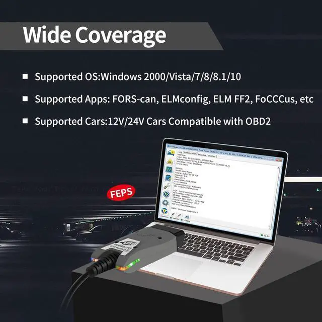 Alt view image 5 of 7 - V-gate vLinker FS USB FORScan OBD2 Adapter for HS/MS-CAN Auto Switch, Wire OBD2 USB FORScan Adapter Code Readers & Scanner Diagnostic Tools