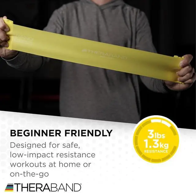 Alt view image 3 of 6 - THERABAND Resistance Bands Set, Professional Elastic Band For Upper & Lower Body Exercise, Strength Training without Weights, Physical Therapy, Pilates, Rehab, Yellow & Red & Green, Beginner