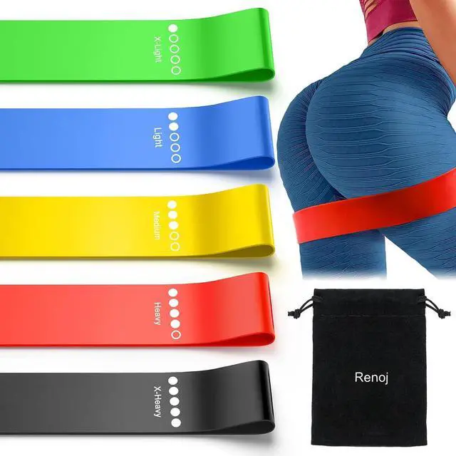 Alt view image 5 of 5 - Resistance Bands for Working Out, Elastic Exercice Loop Bands for Physical Therapy, Yoga Starter Set of Stretch Bands for Booty Legs, Pilates Flexbands