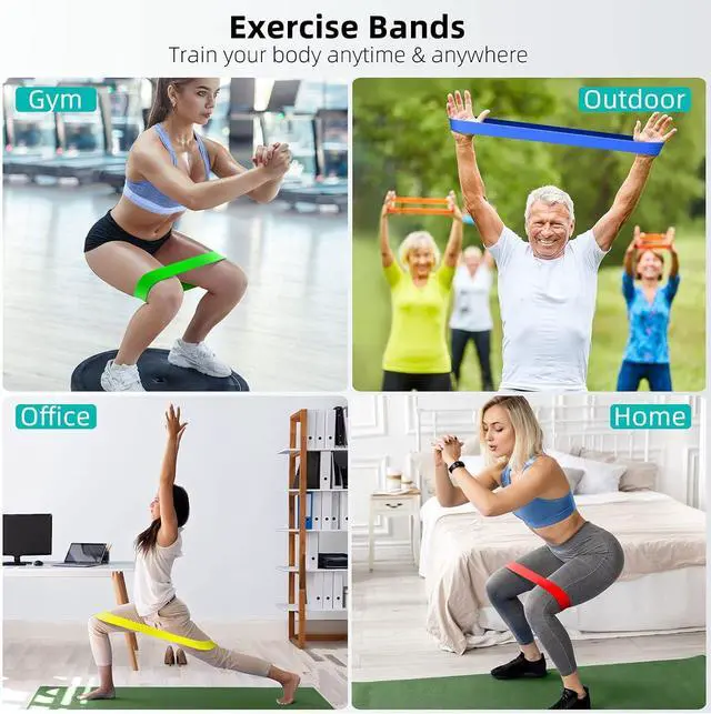 Alt view image 4 of 5 - Resistance Bands for Working Out, Elastic Exercice Loop Bands for Physical Therapy, Yoga Starter Set of Stretch Bands for Booty Legs, Pilates Flexbands