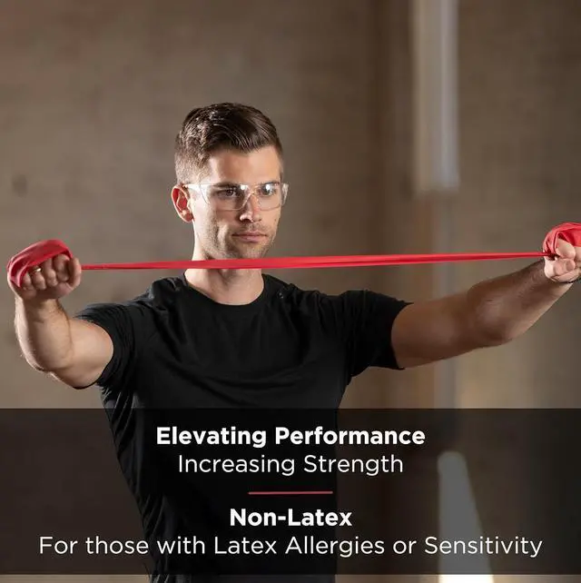 Alt view image 5 of 5 - THERABAND Resistance Bands Set, Professional Non-Latex Elastic Band For Upper & Lower Body Exercise, Strength Training without Weights, Physical Therapy, Pilates, Rehab, Yellow & Red & Green, Beginner