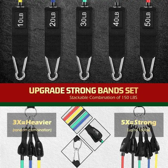 Alt view image 4 of 7 - VEICK Resistance Bands, Exercise Bands, Workout Bands, Resistance Bands for Working Out with Handles for Men and Women, Exercising Bands for Fitness Weights Work Out at Home