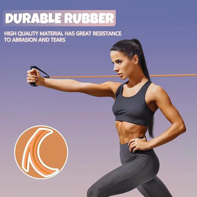 Alt view image 4 of 6 - RitFit Single Resistance Exercise Band with Comfortable Handles - Ideal for Physical Therapy, Strength Training, Muscle Toning - Door Anchor and Starter Guide Included