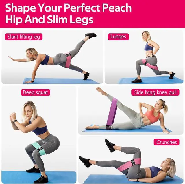 Alt view image 6 of 7 - WALITO Resistance Bands for Working Out, Fabric Exercise Bands for Legs and Butt, Workout Bands for Women and Men, Booty Band for Yoga Starter Set, Pilates, Rehab, Fitness and Home Workout