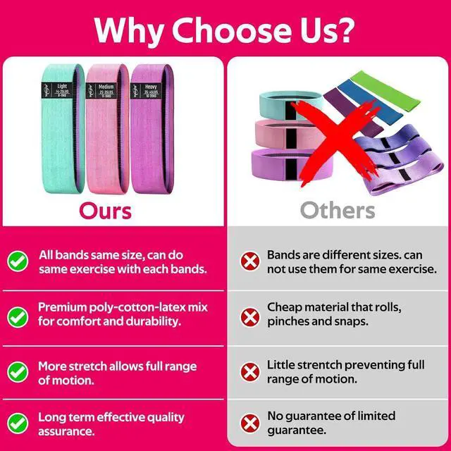 Alt view image 7 of 7 - WALITO Resistance Bands for Working Out, Fabric Exercise Bands for Legs and Butt, Workout Bands for Women and Men, Booty Band for Yoga Starter Set, Pilates, Rehab, Fitness and Home Workout