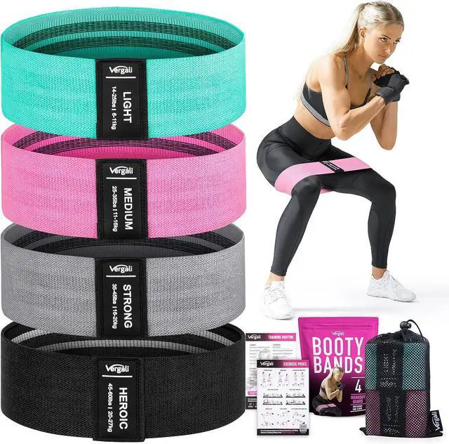 Main image of Resistance Bands for Working Out with Workout Bands Guide. 4 Booty Bands for Women Men Fabric Elastic Bands for Exercise Bands Resistance Bands for Legs Bands for Working Out Hip Thigh Glute Bands Set