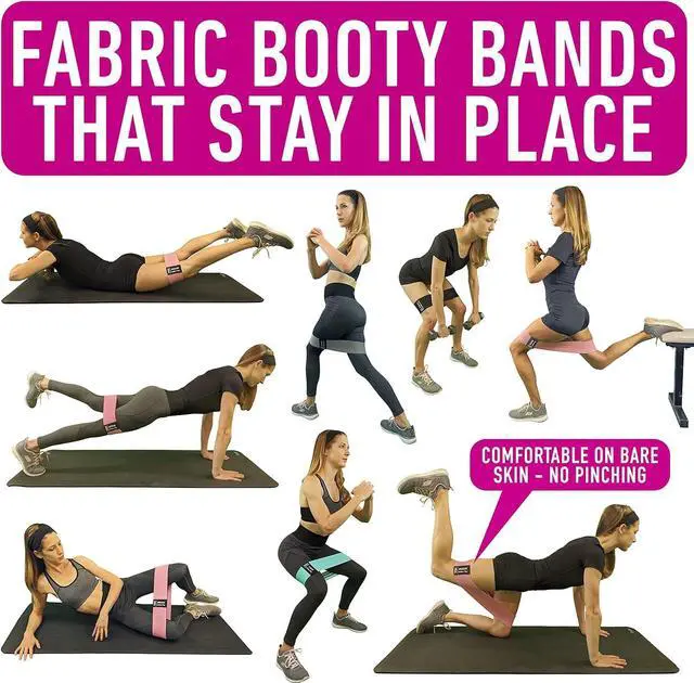 Alt view image 2 of 7 - Resistance Bands for Working Out with Workout Bands Guide. 4 Booty Bands for Women Men Fabric Elastic Bands for Exercise Bands Resistance Bands for Legs Bands for Working Out Hip Thigh Glute Bands Set