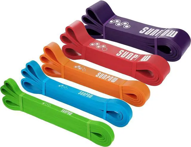 Main image of SUNPOW Pull Up Assistance Bands - Set of 5 Resistance Heavy Duty Workout Exercise Stretch Fitness Bands Assist Set for Body, Instruction Guide and Carry Bag Included
