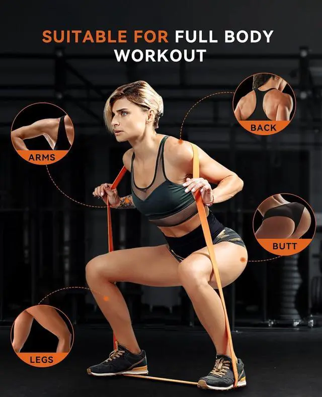 Alt view image 5 of 7 - SUNPOW Pull Up Assistance Bands - Set of 5 Resistance Heavy Duty Workout Exercise Stretch Fitness Bands Assist Set for Body, Instruction Guide and Carry Bag Included