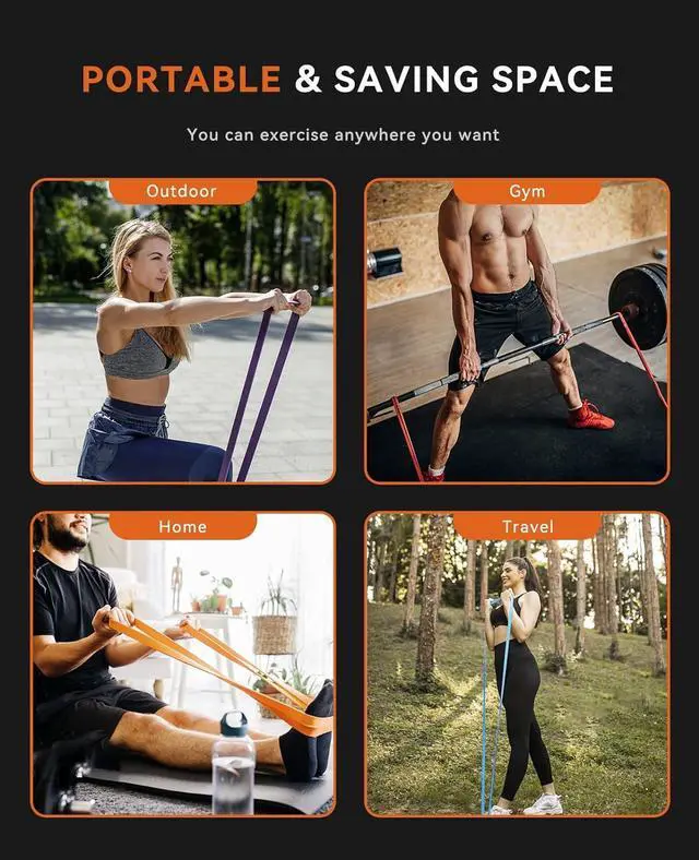 Alt view image 6 of 7 - SUNPOW Pull Up Assistance Bands - Set of 5 Resistance Heavy Duty Workout Exercise Stretch Fitness Bands Assist Set for Body, Instruction Guide and Carry Bag Included