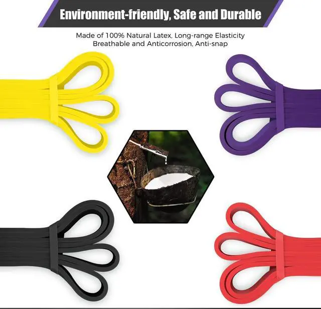 Alt view image 4 of 7 - VEICK Resistance Bands for Working Out, Exercise Bands, Workout Bands, Pull Up Assistance Bands, Long Heavy Stretch Bands Set for Men and Women, Power Weight Gym at Home Fitness Equipment