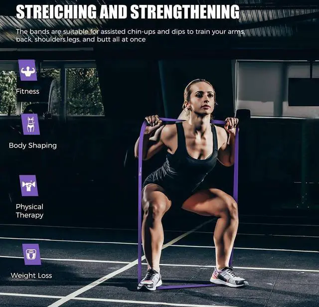 Alt view image 5 of 7 - VEICK Resistance Bands for Working Out, Exercise Bands, Workout Bands, Pull Up Assistance Bands, Long Heavy Stretch Bands Set for Men and Women, Power Weight Gym at Home Fitness Equipment