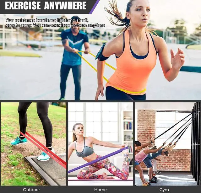 Alt view image 6 of 7 - VEICK Resistance Bands for Working Out, Exercise Bands, Workout Bands, Pull Up Assistance Bands, Long Heavy Stretch Bands Set for Men and Women, Power Weight Gym at Home Fitness Equipment
