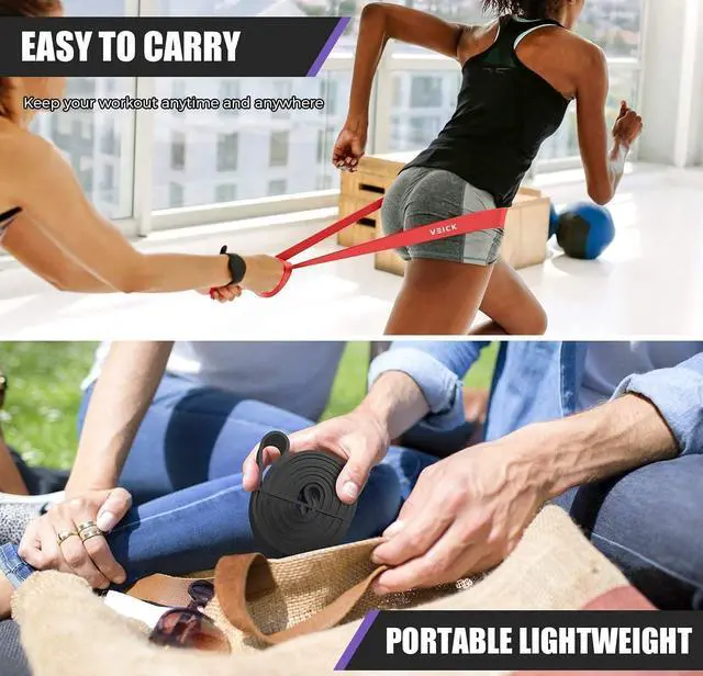 Alt view image 7 of 7 - VEICK Resistance Bands for Working Out, Exercise Bands, Workout Bands, Pull Up Assistance Bands, Long Heavy Stretch Bands Set for Men and Women, Power Weight Gym at Home Fitness Equipment