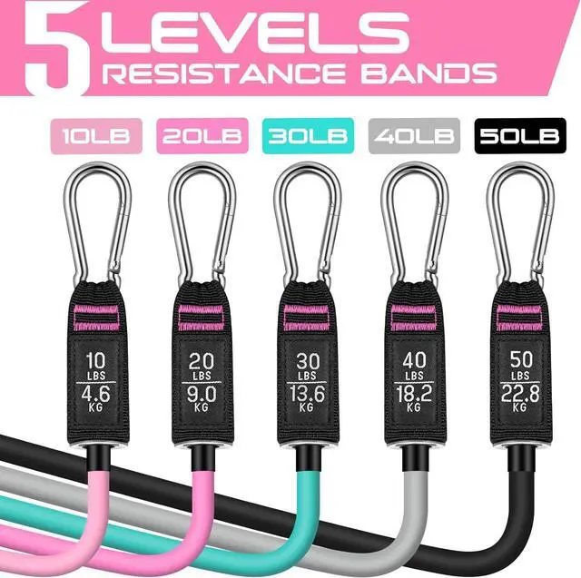 Alt view image 2 of 6 - RENRANRING Resistance Bands for Working Out, 150LBS Exercise Bands, Workout Bands, Resistance Bands Set with Handles for Men Women, Legs Ankle Straps for Muscle Training