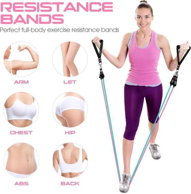 Alt view image 3 of 6 - RENRANRING Resistance Bands for Working Out, 150LBS Exercise Bands, Workout Bands, Resistance Bands Set with Handles for Men Women, Legs Ankle Straps for Muscle Training
