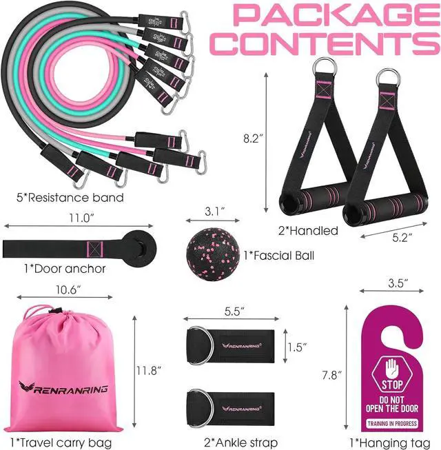 Alt view image 4 of 6 - RENRANRING Resistance Bands for Working Out, 150LBS Exercise Bands, Workout Bands, Resistance Bands Set with Handles for Men Women, Legs Ankle Straps for Muscle Training