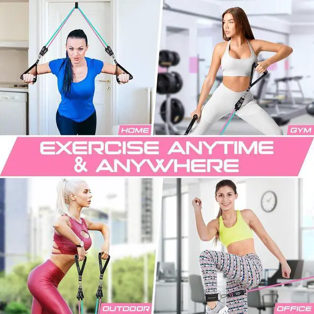 Alt view image 5 of 6 - RENRANRING Resistance Bands for Working Out, 150LBS Exercise Bands, Workout Bands, Resistance Bands Set with Handles for Men Women, Legs Ankle Straps for Muscle Training