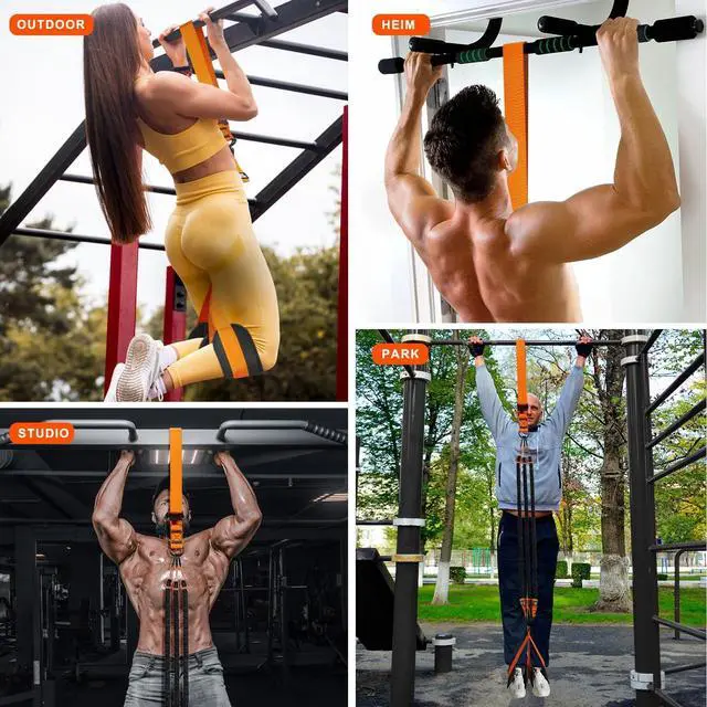 Alt view image 4 of 7 - HPYGN Pull Up Assistance Bands, Heavy Duty Resistance Band for Pull Up Bar, Adjustable Weight/Size with Fabric Feet/Knee Rest, Bands for Pull Up Assist for Strength Training, Pull Up Assist Band