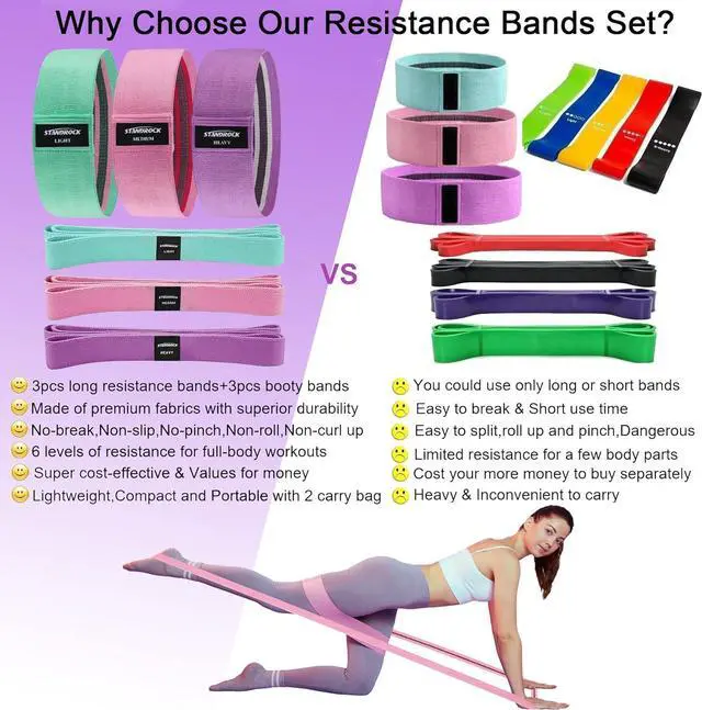 Alt view image 4 of 7 - Fabric Resistance Bands for Working Out, 3 and 4 Levels Booty Bands Long Resistance Bands for Women and Men | Elastic Bands for Exercise Bands Resistance Workout Bands Resistance