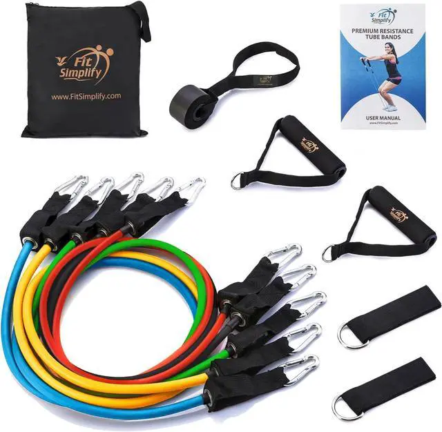 Main image of Fit Simplify Resistance Tube Bands 12 Piece Set with Instruction Booklet