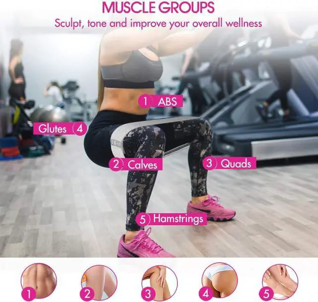 Alt view image 4 of 7 - Resistance Bands, Fabric Workout Bands for Women & Men, Cloth Booty Resistance Loop Bands, Thick Squat Bands for Butt/Legs/Thigh/Hip/Glute Excersing