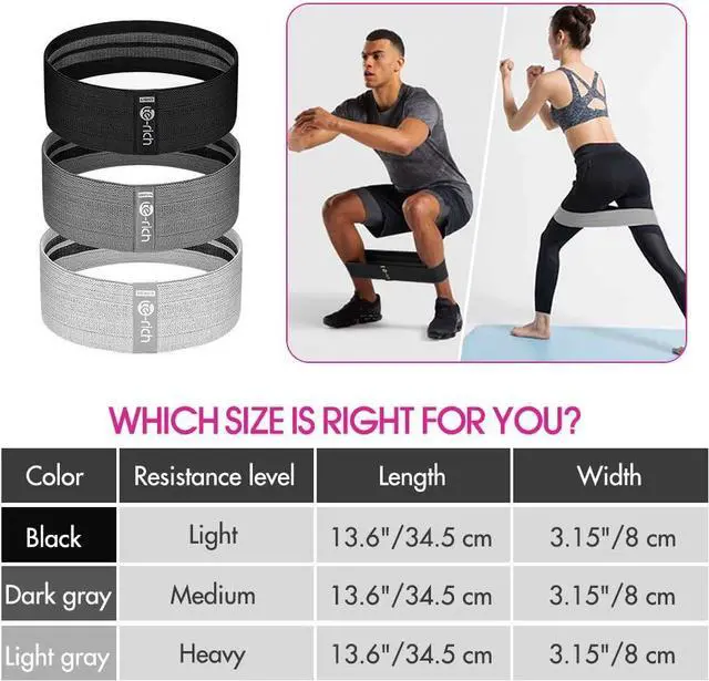 Alt view image 5 of 7 - Resistance Bands, Fabric Workout Bands for Women & Men, Cloth Booty Resistance Loop Bands, Thick Squat Bands for Butt/Legs/Thigh/Hip/Glute Excersing