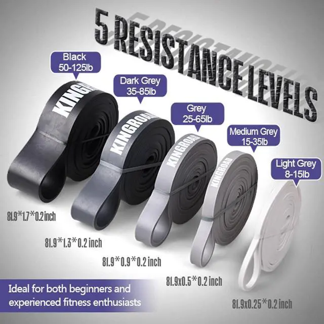 Alt view image 2 of 7 - Resistance Band Pull Up Assistance Bands,Set of 5 Resistance Heavy Duty Exercise Stretch Fitness Bands for Stretching Power Lifting Workout Training with Instruction Guide