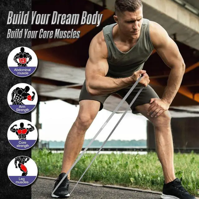 Alt view image 3 of 7 - Resistance Band Pull Up Assistance Bands,Set of 5 Resistance Heavy Duty Exercise Stretch Fitness Bands for Stretching Power Lifting Workout Training with Instruction Guide