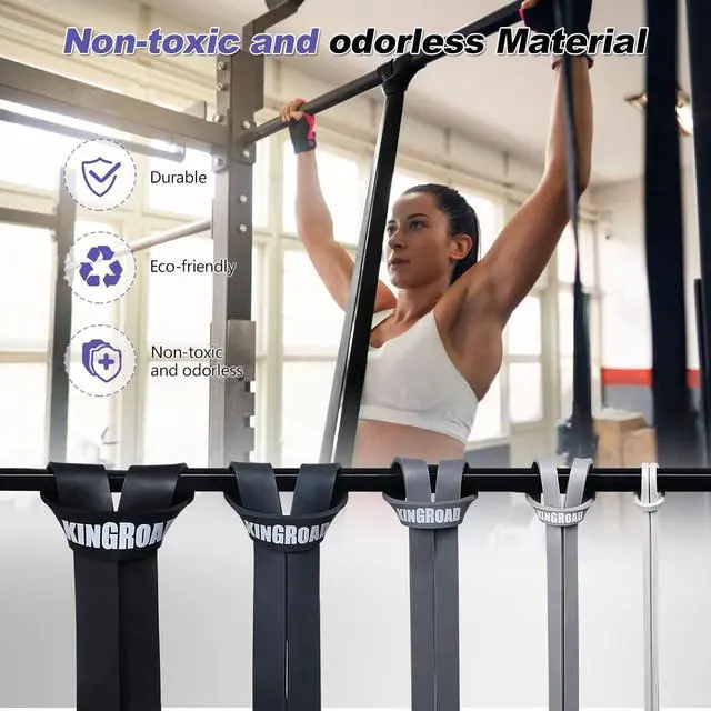 Alt view image 5 of 7 - Resistance Band Pull Up Assistance Bands,Set of 5 Resistance Heavy Duty Exercise Stretch Fitness Bands for Stretching Power Lifting Workout Training with Instruction Guide