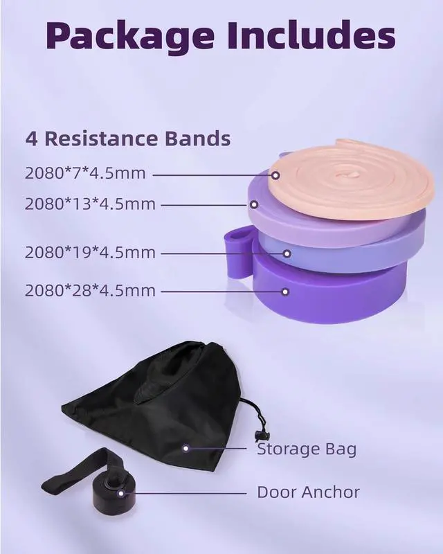 Alt view image 7 of 7 - Pull Up Bands, Fitense Resistance Bands Set with Door Anchor, Stretching Assist Band, Portable Exercise, Muscle Training, Physical Therapy, Exercise Workout Bands for Working Out for Women