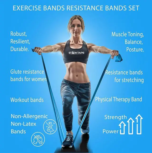 Alt view image 3 of 7 - Resistance Bands Set. 3 or 5 Pack Non-Latex Physical Therapy, Professional Elastic Band. Perfect for Home Exercise, Workout, Strength Training, Yoga, Pilates, Rehab, Gym