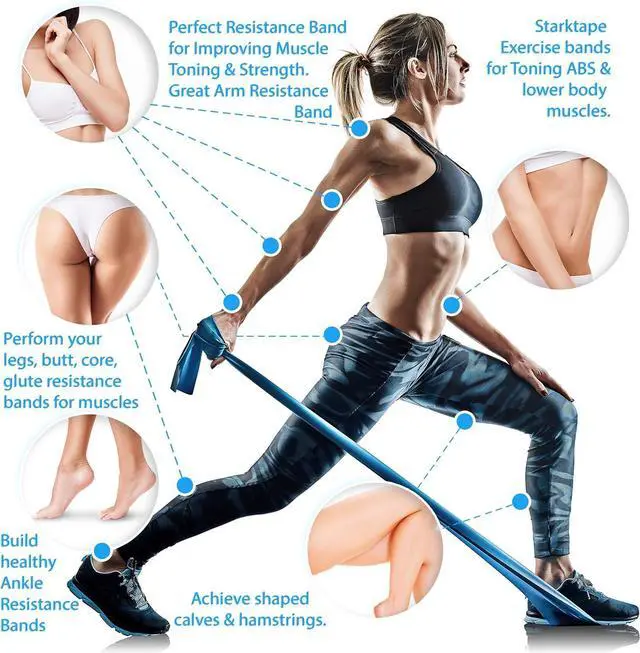 Alt view image 4 of 7 - Resistance Bands Set. 3 or 5 Pack Non-Latex Physical Therapy, Professional Elastic Band. Perfect for Home Exercise, Workout, Strength Training, Yoga, Pilates, Rehab, Gym