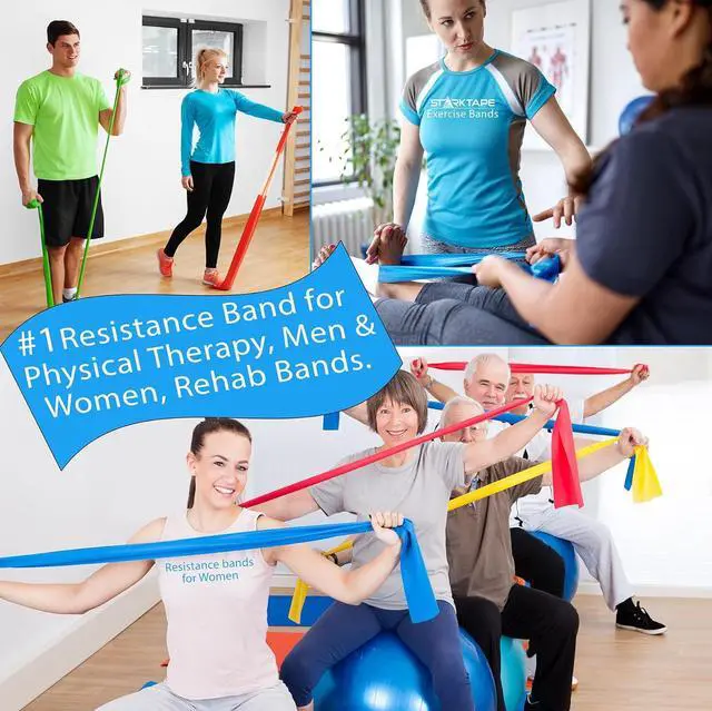 Alt view image 5 of 7 - Resistance Bands Set. 3 or 5 Pack Non-Latex Physical Therapy, Professional Elastic Band. Perfect for Home Exercise, Workout, Strength Training, Yoga, Pilates, Rehab, Gym