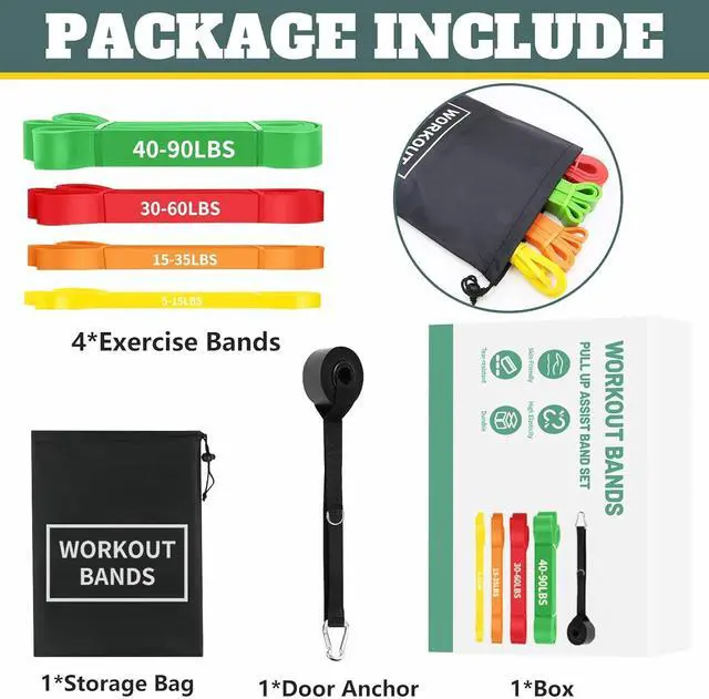 Alt view image 7 of 7 - Exercise Bands Resistance Bands for Working Out,Pull Up Bands Set,at Home Workout Equipment,Workout Bands for Men and Women,Stretch Bands for Exercise