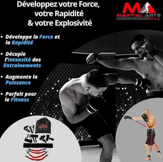 Alt view image 2 of 7 - Boxing Resistance Bands for MMA Martial Arts Resistance Training at Home for Punches/Kicks, 150lbs Exercise Bands Full Body Fitness Workout to Enhance Explosive Power/Speed/Agility