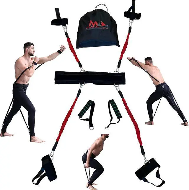 Alt view image 3 of 7 - Boxing Resistance Bands for MMA Martial Arts Resistance Training at Home for Punches/Kicks, 150lbs Exercise Bands Full Body Fitness Workout to Enhance Explosive Power/Speed/Agility
