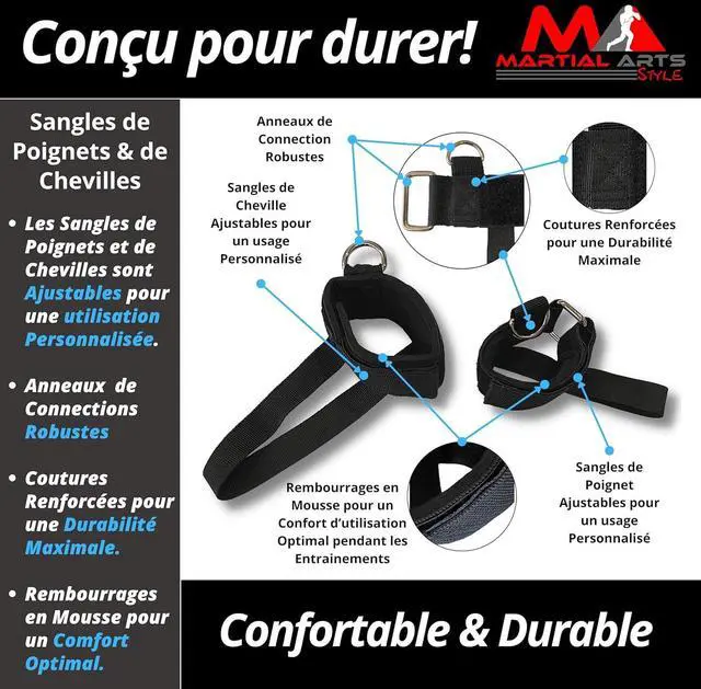 Alt view image 5 of 7 - Boxing Resistance Bands for MMA Martial Arts Resistance Training at Home for Punches/Kicks, 150lbs Exercise Bands Full Body Fitness Workout to Enhance Explosive Power/Speed/Agility