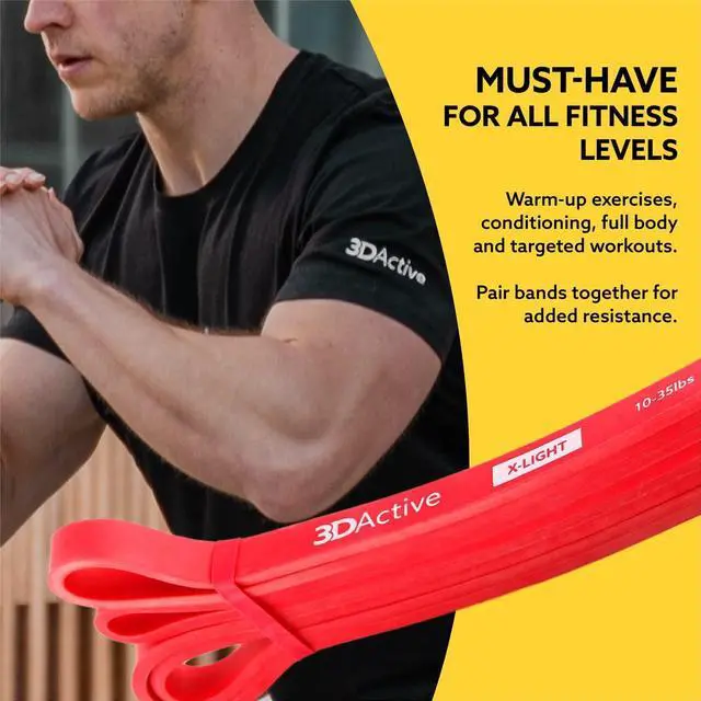 Alt view image 4 of 6 - 3DActive Pull Up Assist Band - Resistance Band for Strength Training, Powerlifting, Body Stretching, Crossfit - Exercise Guide Included.