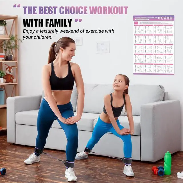Alt view image 6 of 7 - Ankle Resistance Bands With Cuffs for Working Out, Kickbacks, Hip, Leg and Glute Exercise - Training Poster Included - for Women