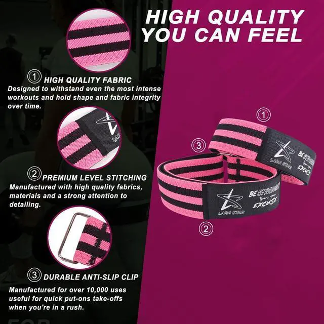 Alt view image 2 of 7 - BFR Occlusion Bands for Women Glutes,Blood Flow Restriction Bands for Legs, Butt & Hip Building, Workouts, Best Fabric Resistance Bands for Squat Butt & Thigh