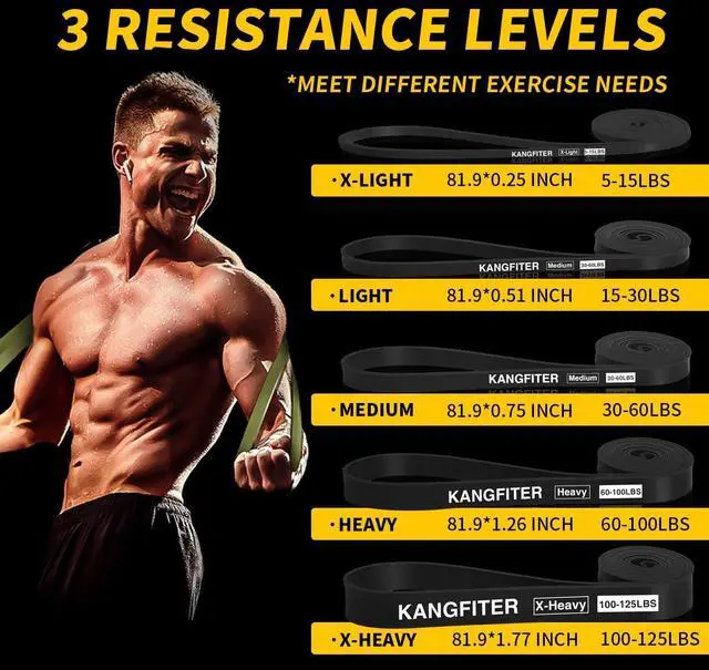 Alt view image 2 of 7 - Resistance Bands for Working Out, Pull Up Bands for Men Women, Thick Heavy Resistance Band Set with Door Anchor, Elastic Exercise Bands for Body Stretching, Physical Therapy, Home Workouts