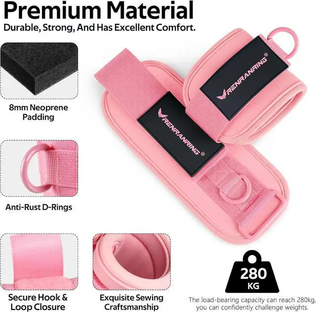 Alt view image 2 of 7 - Ankle Resistance Bands, Ankle Bands for Working Out with Cuffs, Ankle Resistance Band, Glutes Workout Equipment, Butt Exercise Equipment for Women Legs and Glutes