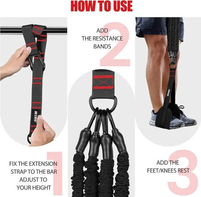 Alt view image 3 of 7 - Pull Up Assistance Bands 260lbs, Heavy Pull Up Bands Resistance Bands for Pull Ups Working Out with Feet Rest, Pull Up Bar Bands Assistance Bands Strength Training Workout Equipment, Height Adjustable