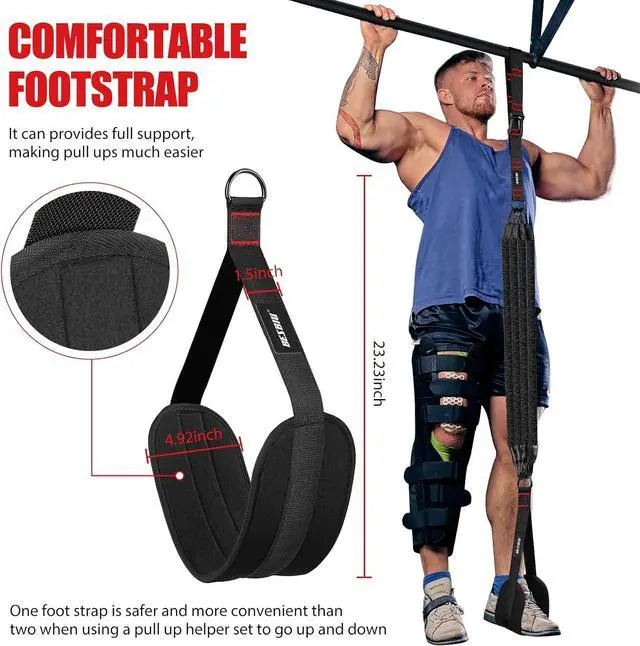 Alt view image 5 of 7 - Pull Up Assistance Bands 260lbs, Heavy Pull Up Bands Resistance Bands for Pull Ups Working Out with Feet Rest, Pull Up Bar Bands Assistance Bands Strength Training Workout Equipment, Height Adjustable