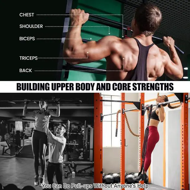 Alt view image 6 of 7 - Pull Up Assistance Bands 260lbs, Heavy Pull Up Bands Resistance Bands for Pull Ups Working Out with Feet Rest, Pull Up Bar Bands Assistance Bands Strength Training Workout Equipment, Height Adjustable