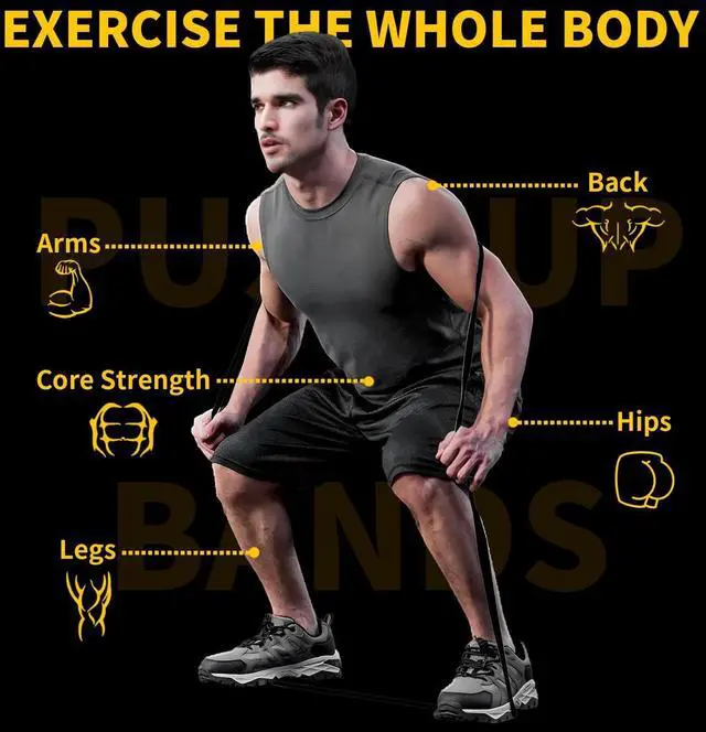 Alt view image 3 of 7 - Resistance Bands for Working Out, Pull Up Bands for Men Women, Thick Heavy Resistance Band Set with Door Anchor, Elastic Exercise Bands for Body Stretching, Physical Therapy, Home Workouts